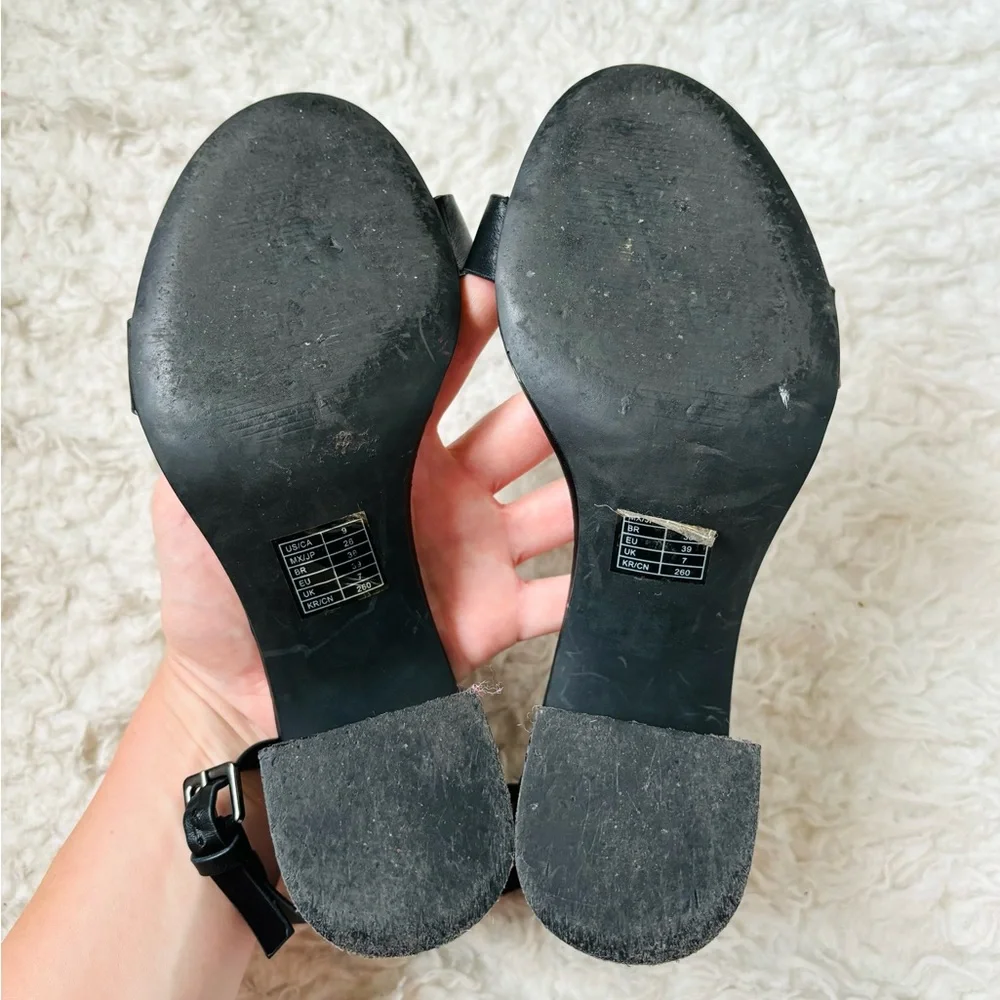 forever 21 black ankle strap block heels - Picture 7 of 9